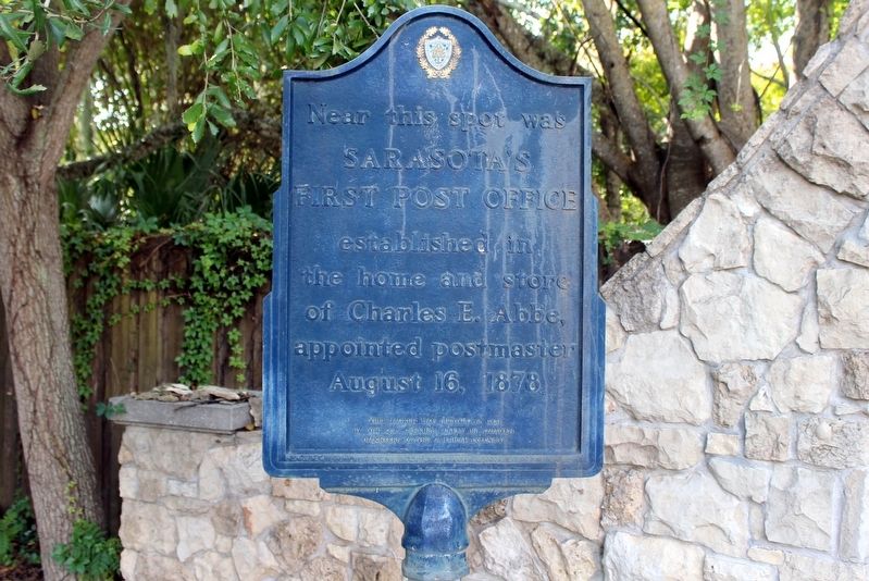 Sarasota's First Post Office Marker image. Click for full size.