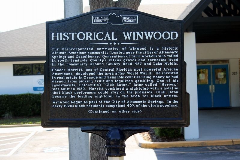 Historical Winwood Marker Side 1 image. Click for full size.