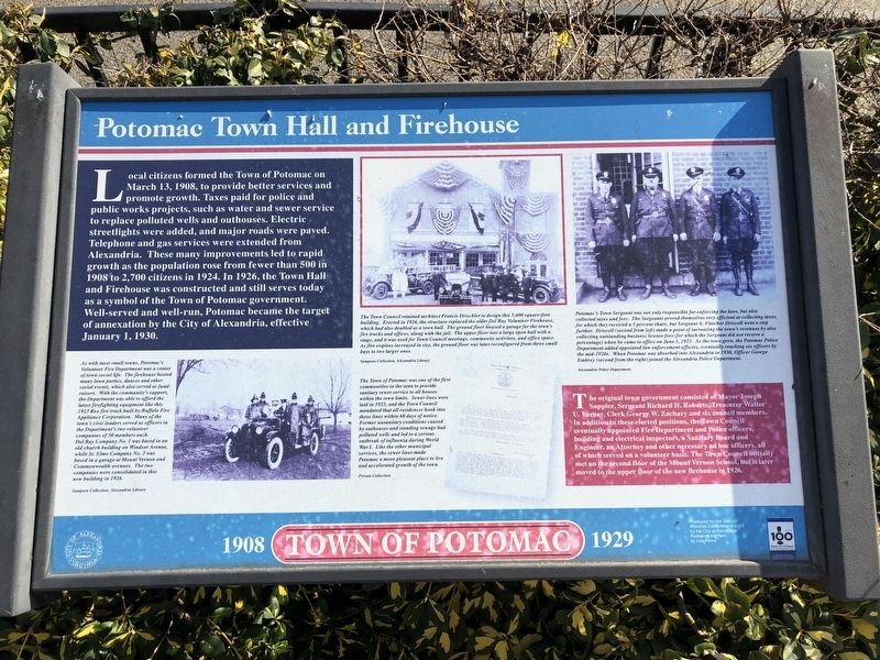 Potomac Town Hall and Firehouse Marker. Click for full size. Potomac Town Hall and Firehouse Marker image. Click for full size.