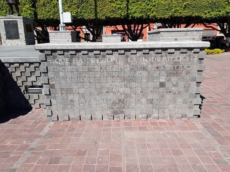 An additional inscription on The Liberator Miguel Hidalgo Monument image. Click for full size.