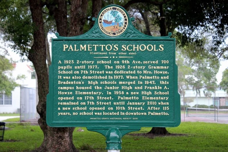 Palmetto's Schools Marker Side 2 image. Click for full size.