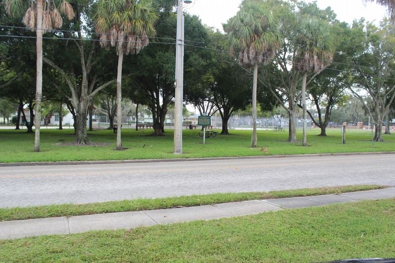 Palmetto's Schools Marker and former location of school image. Click for full size.