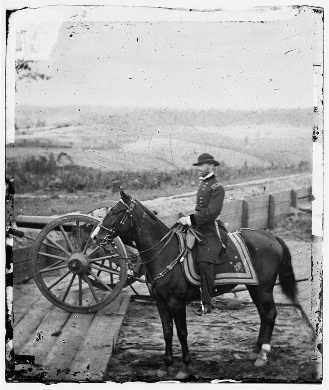Atlanta, Ga. Gen. William T. Sherman on horseback at Federal Fort No. 7 image. Click for full size.
