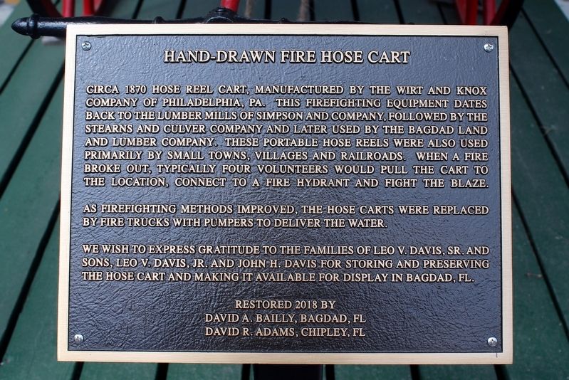 Hand-Drawn Fire Hose Cart Marker image. Click for full size.