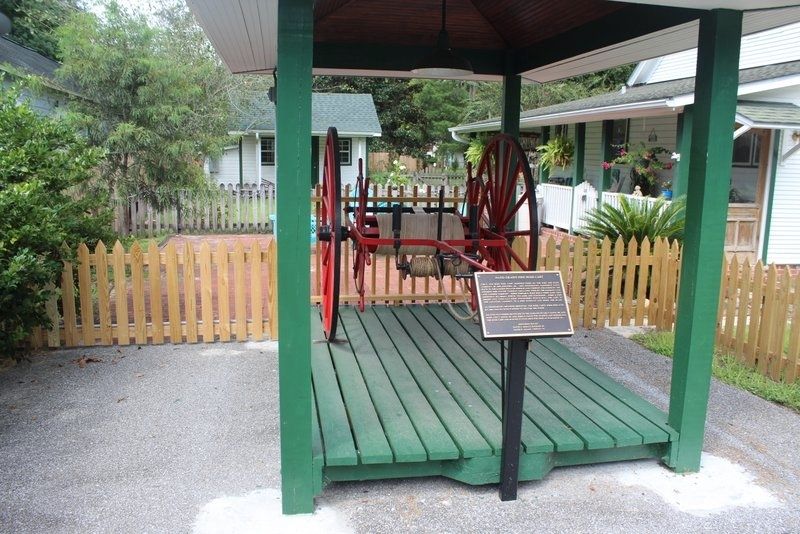 Hand-Drawn Fire Hose Cart and Marker image. Click for full size.