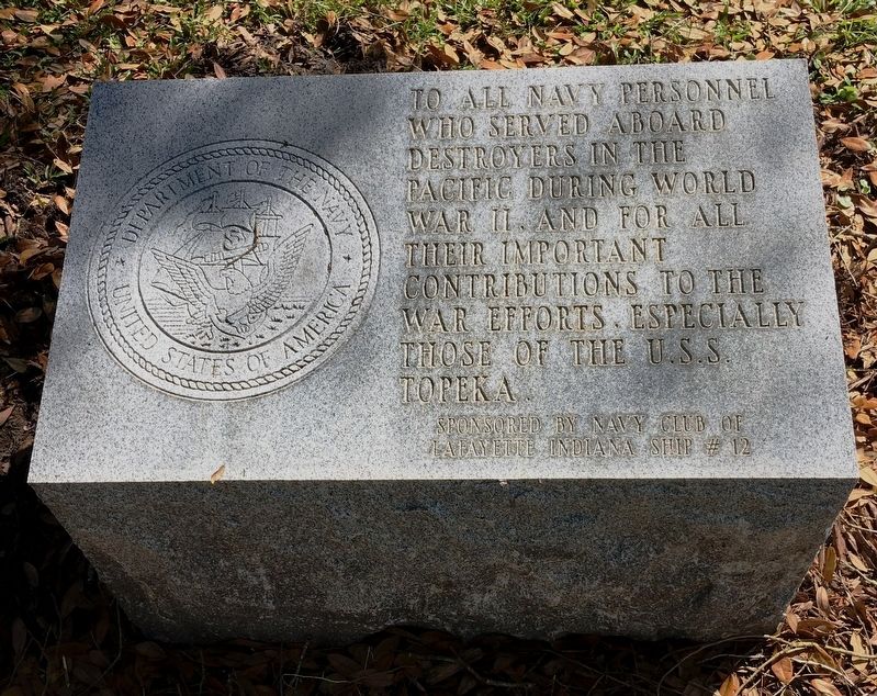 To All Navy Personnel Who Served Aboard Destroyers Marker. Click for full size. To All Navy Personnel Who Served Aboard Destroyers Marker image. Click for full size.