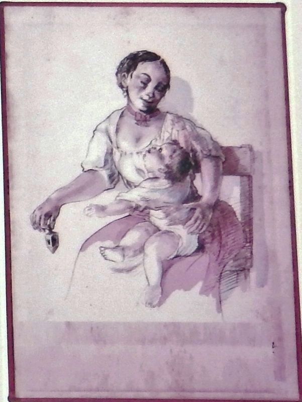 Marker detail: Artist's conception of an 18th century St. Augustine mother and child image. Click for full size.