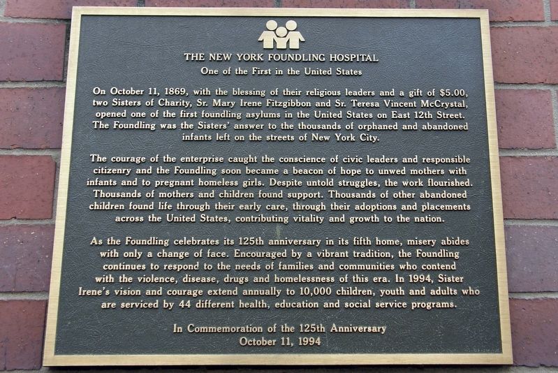 The New York Foundling Hospital Marker image. Click for full size.