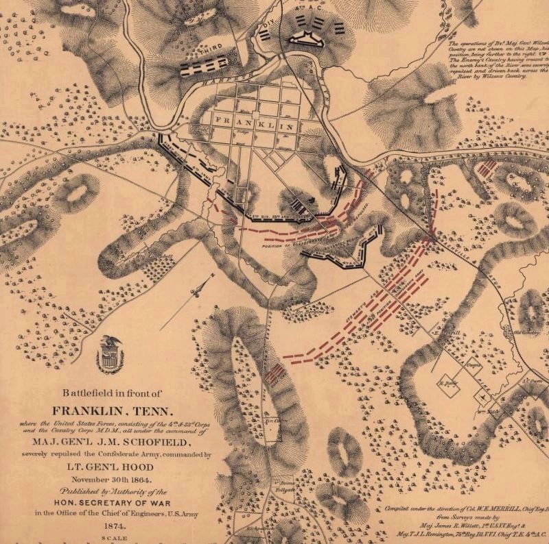 Battle of Franklin battlefield map image. Click for full size.