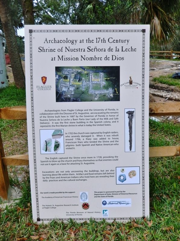 Archaeology at the 17th Century Shrine of Nuestra Seora de la Leche Marker image. Click for full size.