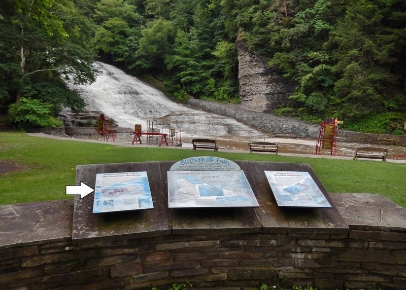 Glaciers Cut the Valley; the Creek Cut the Gorge Marker. Click for full size. Glaciers Cut the Valley; the Creek Cut the Gorge Marker image. Click for full size.