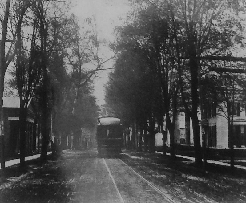 Marker detail: A trolley on Genesee Street circa 1909/10 image. Click for full size.