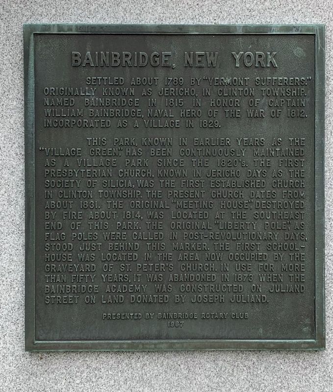 Bainbridge, New York Marker image. Click for full size.