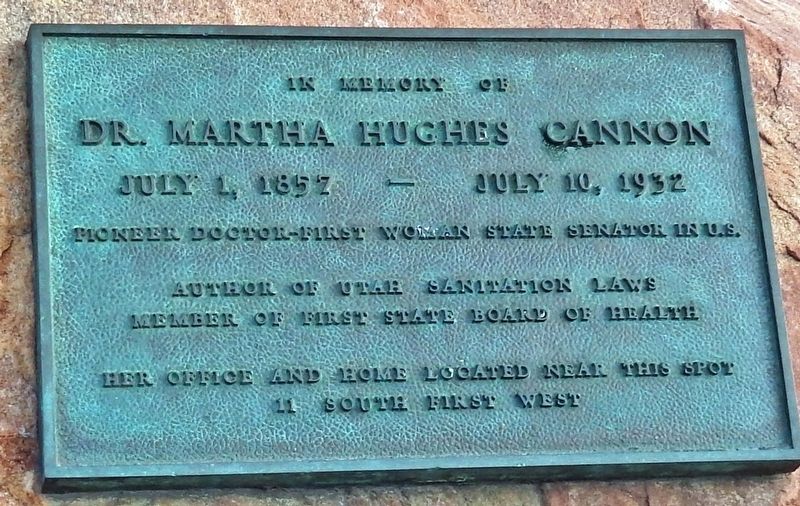 Dr. Martha Hughes Cannon Marker image. Click for full size.