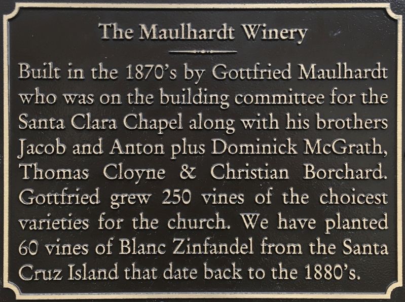 Maulhardt Winery Marker image. Click for full size.