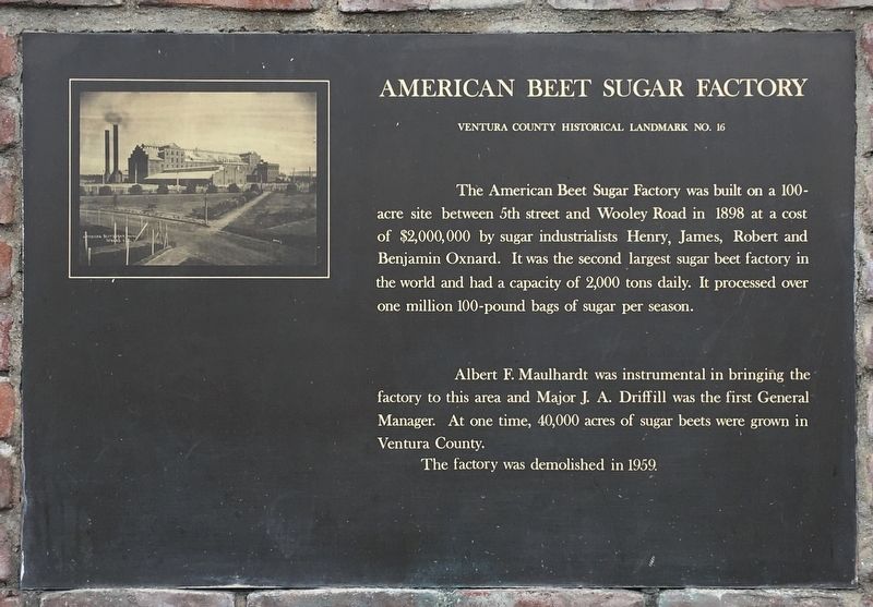 American Beet Sugar Factory Marker image. Click for full size.