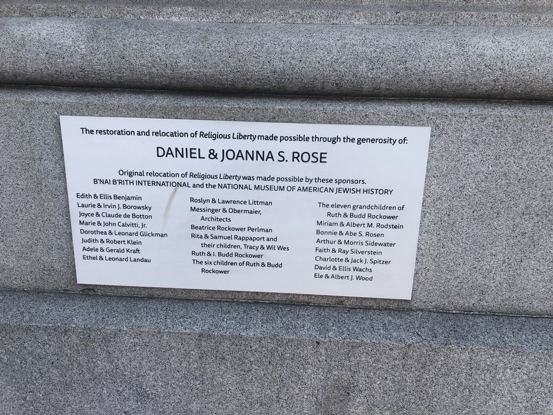 Additional plaque on the statue with donor information image. Click for full size.
