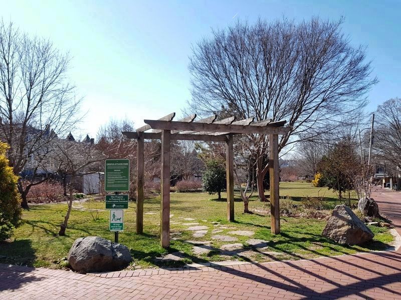 The eastern entryway to the nearby Crispus Attucks Park, mentioned in the marker text image. Click for full size.