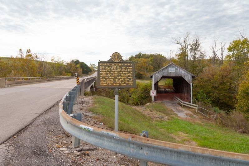 Grange City Covered Bridge and Marker image. Click for full size.
