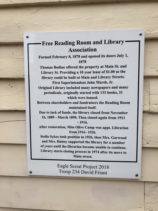 Free Reading Room and Library Association Marker image. Click for full size.