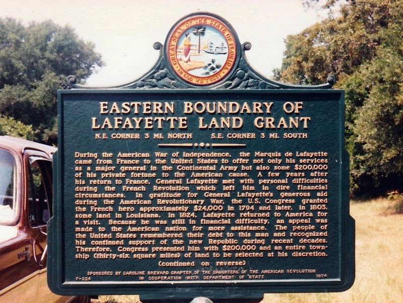 Eastern Boundary of Lafayette Land Grant Marker Side 1 image. Click for full size.