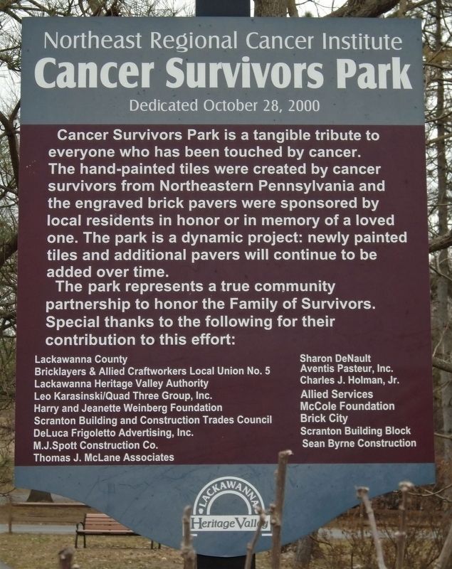 Cancer Survivors Park Marker image. Click for full size.