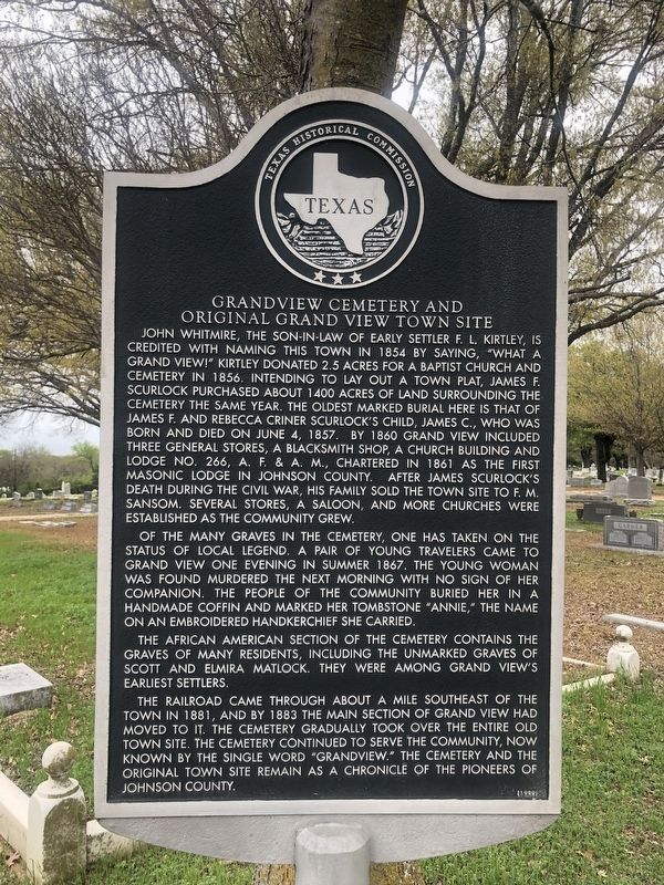 Grandview Cemetery And Original Grand View Town Site Marker image. Click for full size.