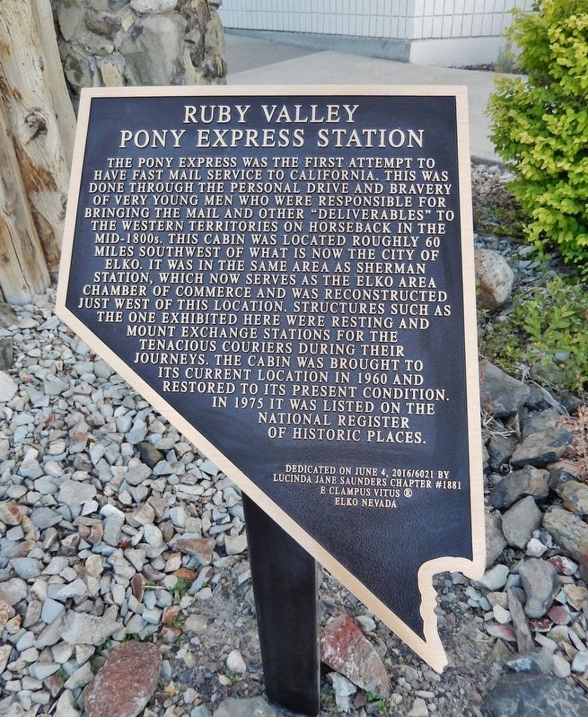 Ruby Valley Pony Express Station Marker image. Click for full size.