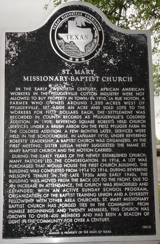 St. Mary Missionary Baptist Church Marker image. Click for full size.