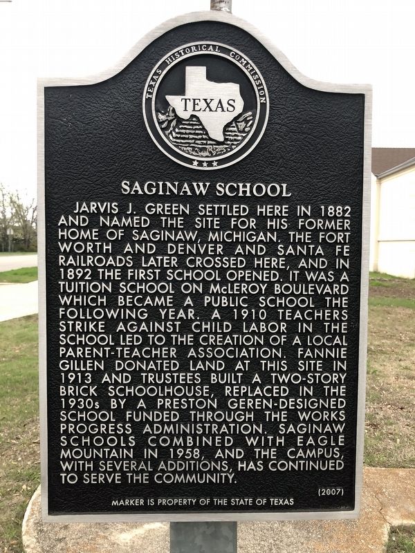 Saginaw School Marker image. Click for full size.