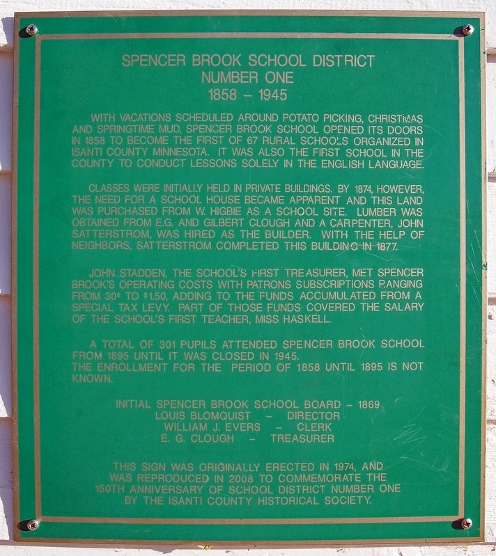 Spencer Brook School District Number One marker image. Click for full size.