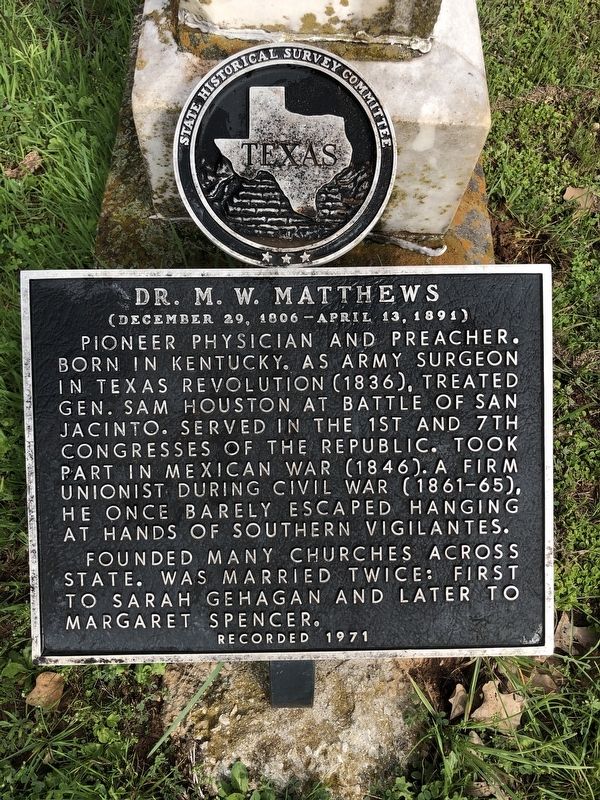 Dr. M. W. Matthews Marker image. Click for full size.