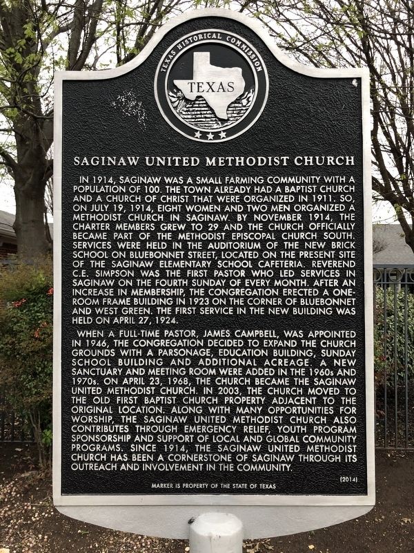 Saginaw United Methodist Church Marker. Click for full size. Saginaw United Methodist Church Marker image. Click for full size.