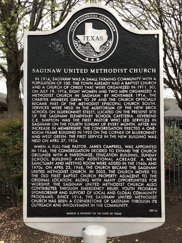 Saginaw United Methodist Church Marker image. Click for full size.