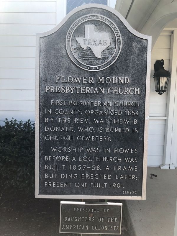 Flower Mound Presbyterian Church Marker. Click for full size. Flower Mound Presbyterian Church Marker image. Click for full size.