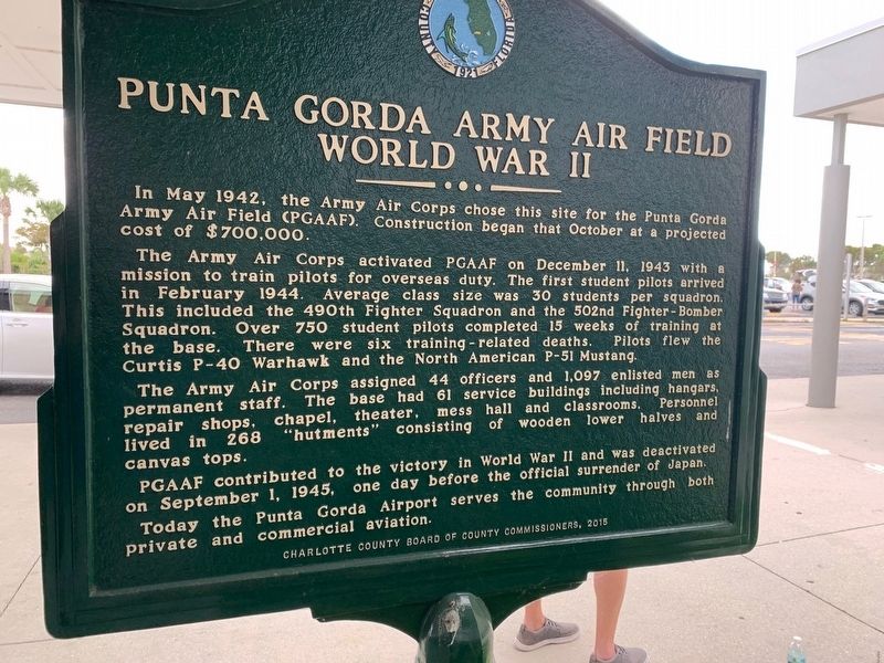 Punta Gorda Army Air Field World War II Marker image. Click for full size.