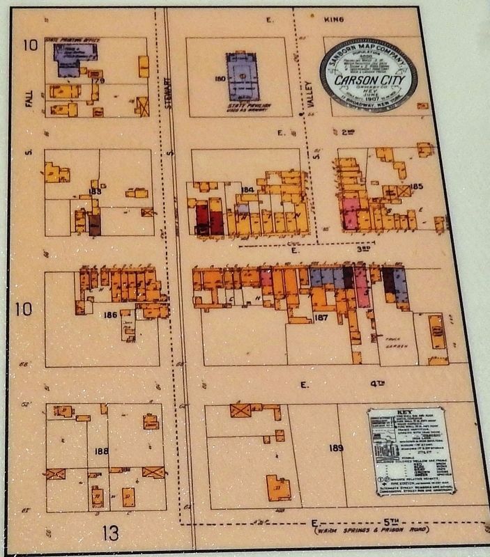 Marker detail: Carson City, Sanborn Map, 1907 image. Click for full size.