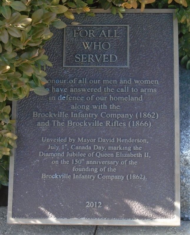 Brockville Infantry Company / The Brockville Rifles Marker image. Click for full size.