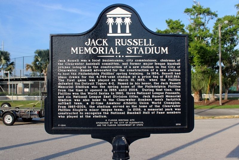 Jack Russell Memorial Stadium Marker image. Click for full size.