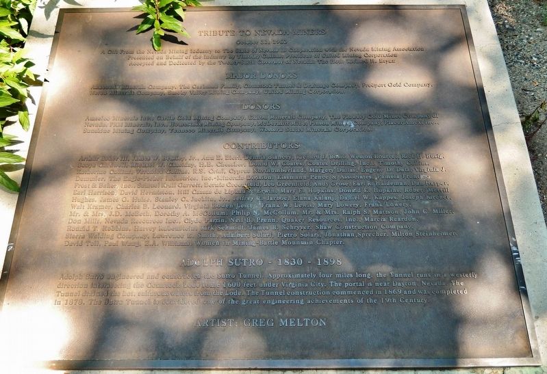 Tribute to Nevada Miners Marker image. Click for full size.