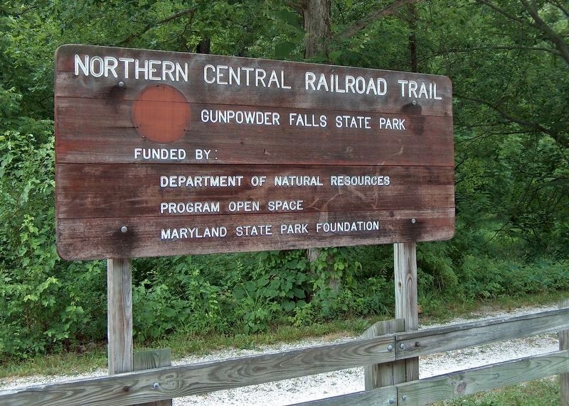 Trailhead sign near marker image. Click for full size.