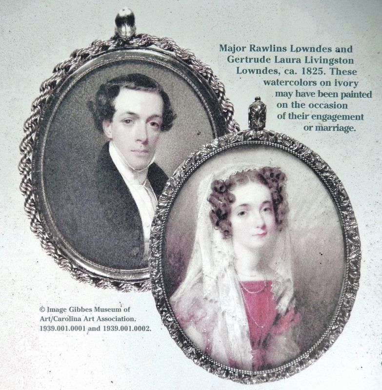 Marker detail: Major Rawlins Lowndes and Gertrude Laura Livingston Lowndes, ca. 1825. image. Click for full size.