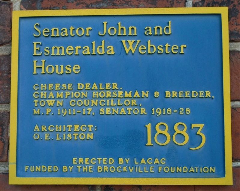 Senator John and Esmeralda Webster House Marker image. Click for full size.