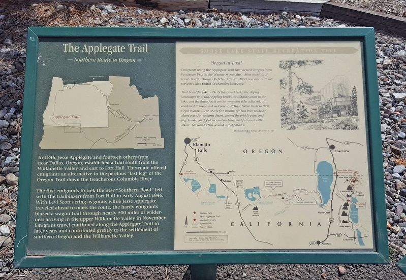 The Applegate Trail Marker image. Click for full size.