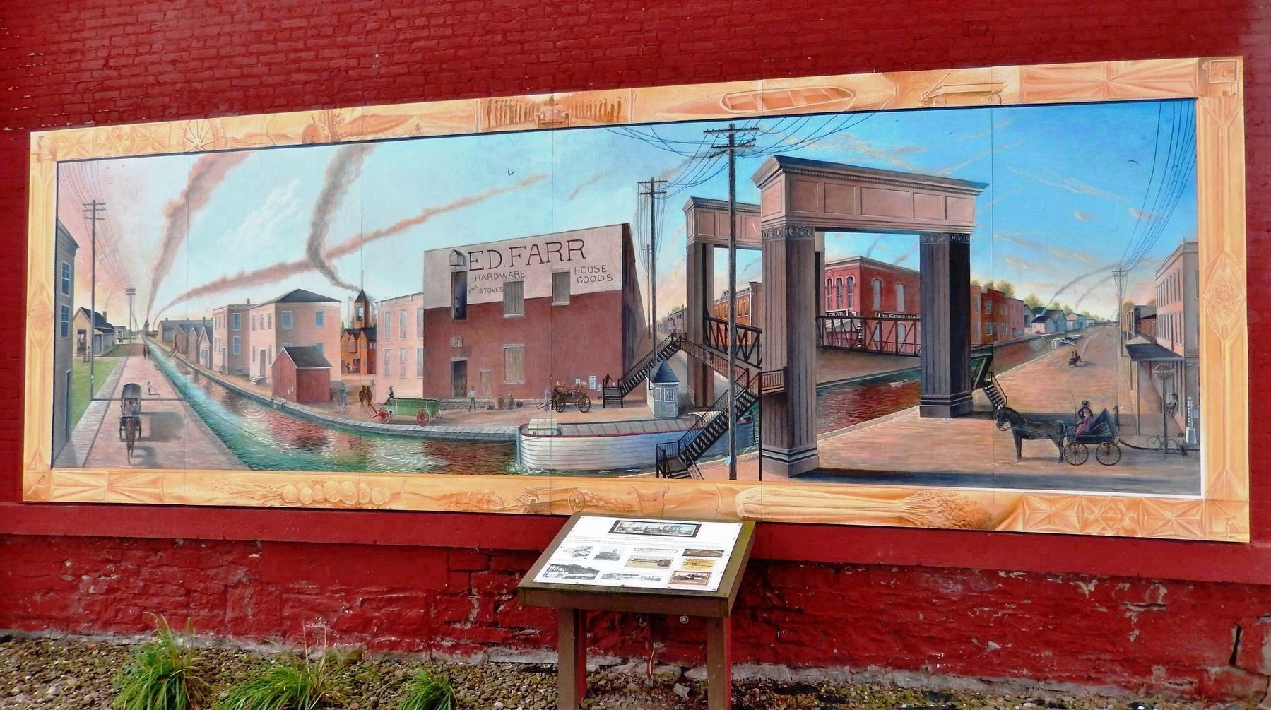 Canastota's First Commercial Activity Marker & Mural image. Click for full size.