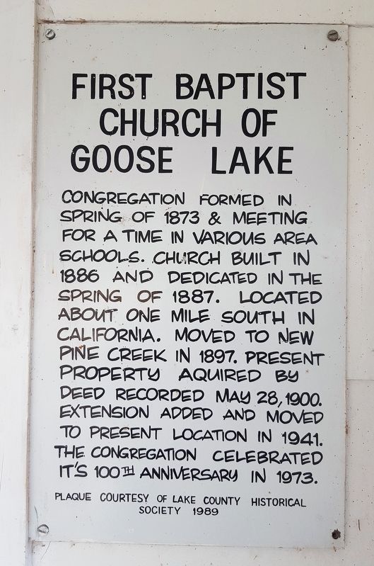 First Baptist Church of Goose Lake Marker image. Click for full size.