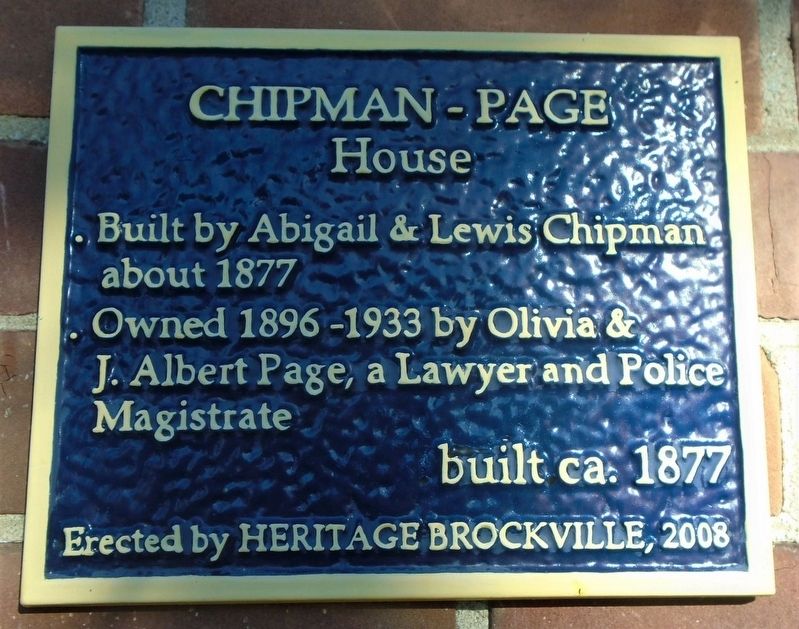 Chipman-Page House Marker image. Click for full size.