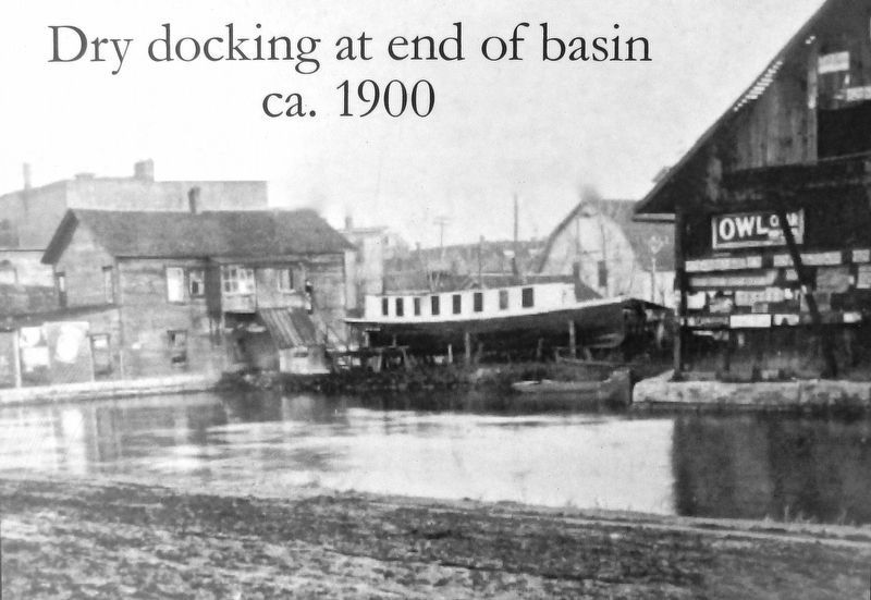 Marker detail: Dry docking at end of basin, ca. 1900. Click for full size. Marker detail: Dry docking at end of basin, ca. 1900 image. Click for full size.