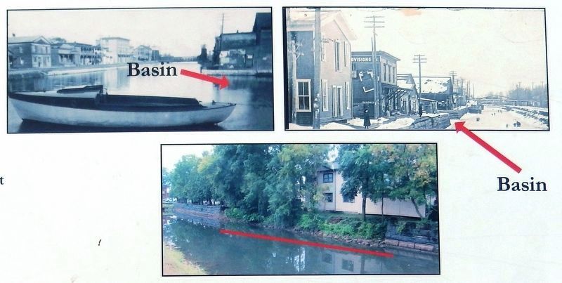 Marker detail: Area where basin existed before the opening of the Barge Canal. Click for full size. Marker detail: Area where basin existed before the opening of the Barge Canal image. Click for full size.