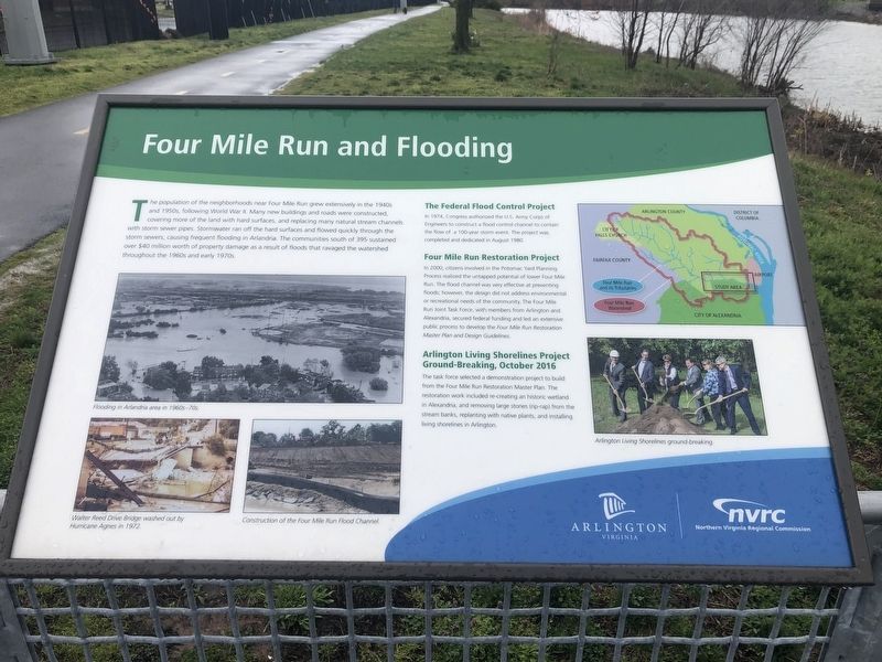 Four Mile Run and Flooding plaque image. Click for full size.